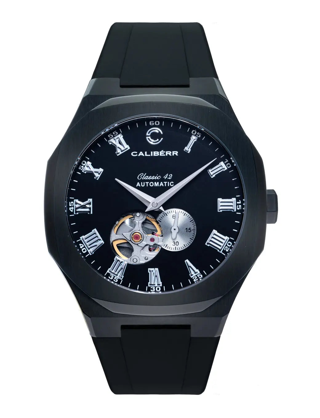 Classic 42 Black Stainless Steel Case Black Dial Black Band - CALIBÉRR - Watches