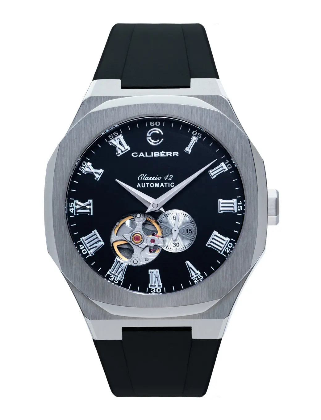 Classic 42 Stainless Steel Case Black Dial Black Band - CALIBÉRR - Watches