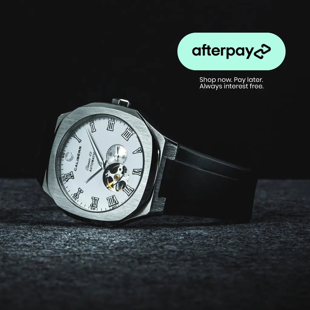 Classic 42 Stainless Steel Case White Dial Black Band CALIBÉRR