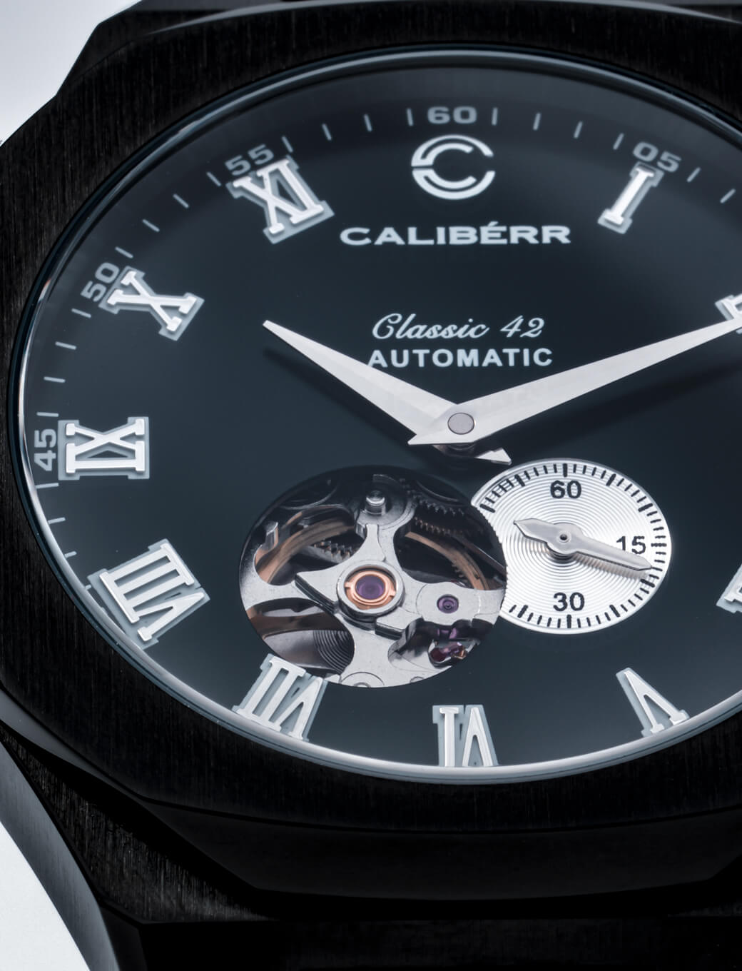 Classic 42 Black Stainless Steel Case Black Dial Black Band - CALIBÉRR - Watches