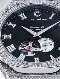 Thumbnail for Classic 42 Diamond-Set Stainless Steel Case Black Dial Black Band - CALIBÉRR - Watches