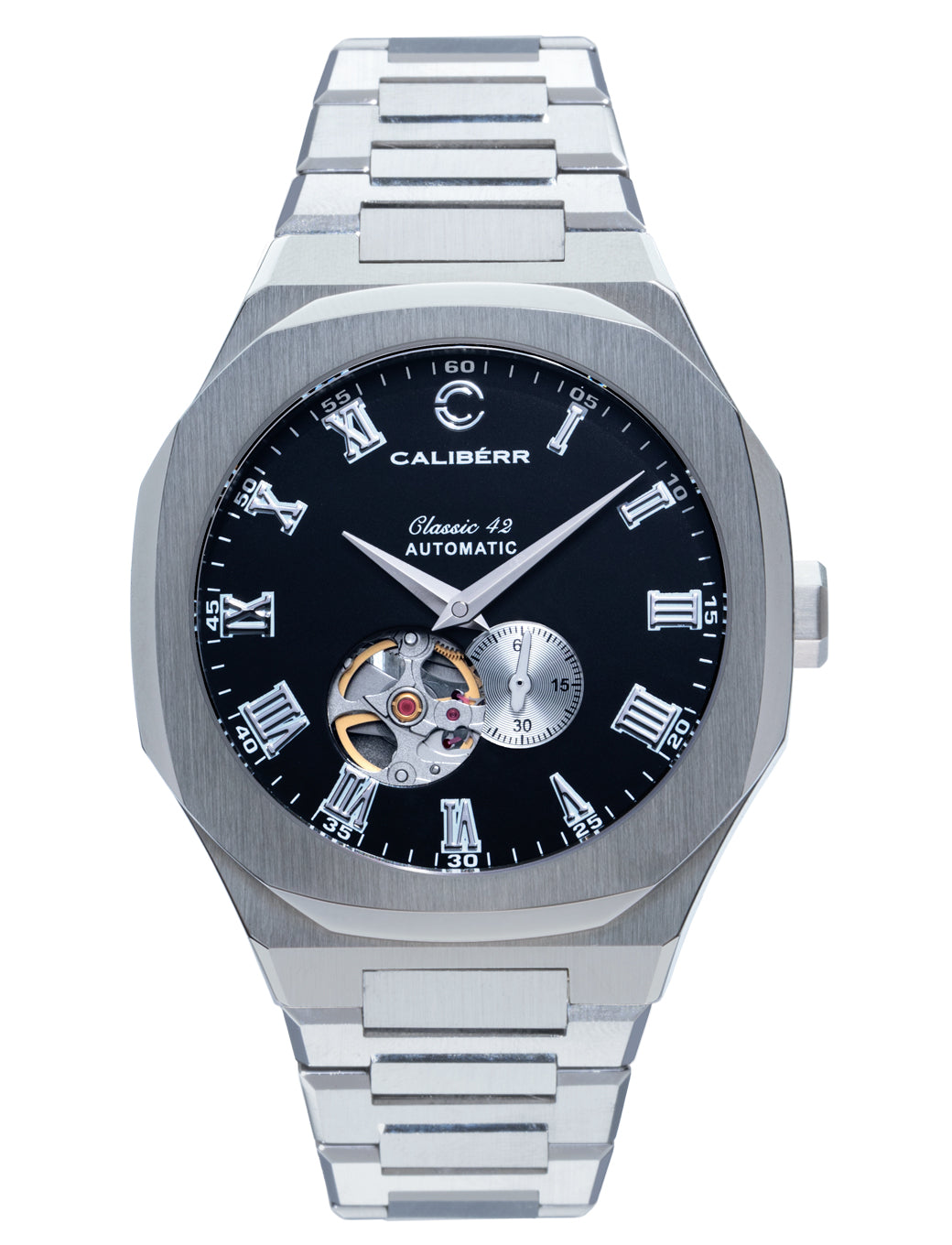 Classic 42 Stainless Steel Case Black Dial Stainless Steel Band - CALIBÉRR - Watches