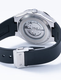 Thumbnail for Classic 42 Diamond-Set Stainless Steel Case White Dial Black Band - CALIBÉRR - Watches