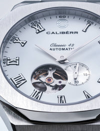 Thumbnail for Classic 42 Stainless Steel Case White Dial Stainless Steel Band - CALIBÉRR - Watches